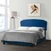 Rosdorf Park Rayner Queen Solid Wood & Low Profile Standard Bed Wood & Upholstered/Velvet in Blue/Brown | 48.75 H x 67.725 W x 84 D in | Wayfair