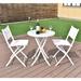 Zipcode Design™ Ching Round 2 - Person 24" Long Bistro Set Glass/Metal in White | 24 W x 24 D in | Outdoor Furniture | Wayfair