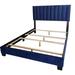 Everly Quinn Modern Upholstered 60" Bed In Blue Velvet/Polyester in White/Blue | 47 H x 64.25 W x 83 D in | Wayfair