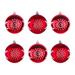 The Holiday Aisle® 6 Piece Shatterproof Geometric Ball Ornaments Set Plastic in Red | 9.84 H x 3.66 W x 6.69 D in | Wayfair