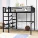 Zeinab Twin Steel Metal Loft Bed w/ Shelves by Isabelle & Max™ in Black | 66 H x 52 W x 77 D in | Wayfair ED6ABF141EC6436F8C06A8F041F211D8