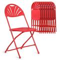 Inbox Zero Kyeden 10 Piece Portable Stackable Patio Chair Plastic/Resin in Red | 33.5 H x 17.5 W x 17.5 D in | Wayfair