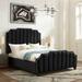 Willa Arlo™ Interiors Kearny Velvet Channel Tufted Bed Wood & /Upholstered/Velvet in Black | 59.5 H x 64.9 W x 87.8 D in | Wayfair