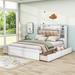 Latitude Run® Queen Platform Bed Wood & Upholstered/ in White | 47 H x 62 W x 91 D in | Wayfair 8CC5E71DA15043CF8893AF1FA3A89E2B