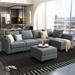 Gray/Blue Sectional - Latitude Run® Vere 112.6" Wide Reversible Modular Sofa & Chaise w/ Ottoman Polyester | 33.9 H x 112.6 W x 56 D in | Wayfair