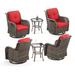 Red Barrel Studio® 4 - Person Seating Group w/ Cushions in Red/Brown | Outdoor Furniture | Wayfair 09F18DE82A464CD2A6F40EC41E1A41EC