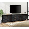 Latitude Run® Lyuba 114.5" W Storage Credenza Wood in Black | 26.7 H x 114.5 W x 15.5 D in | Wayfair DF1C95BB65904AD881FB37CEAA47D522