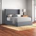 Red Barrel Studio® Halltown Upholstered Low Profile Platform Bed Upholstered, Solid Wood in Gray/White/Brown | Full | Wayfair