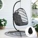 Dakota Fields Caponi Outdoor/Indoor Porch Swing Egg Chair w/ Stand & Chair Cover Wicker/Rattan | 77 H x 39.3 W x 40.9 D in | Wayfair