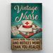 Trinx Vintage Nurse - 1 Piece Rectangle Graphic Art Print On Wrapped Canvas On Canvas Graphic Art Canvas in Brown | 14 H x 11 W x 1.25 D in | Wayfair