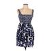 BB Dakota Casual Dress - Mini Square Sleeveless: Blue Leopard Print Dresses - Women's Size 6