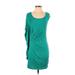 Ella Moss Casual Dress - Mini Scoop Neck Short sleeves: Teal Print Dresses - Women's Size Small