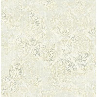 Seabrook Designs Kilian Distressed Damask Unpasted Wallpaper