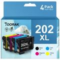 202XL Ink Cartridges for Epson 202 Ink cartridges for Epson 202XL 202 XL T202XL T202 Ink for Epson XP-5100 WF-2860 Printer(4 Pack 1 Black 1 Cyan 1 Magenta 1 Yellow)