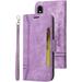 iPhone Xs MAX Wallet Case PU Leather Folio Kickstand Card Slots Cover for iPhone Xs MAX Book Folding Flip Case with Detachable Wrist Strap Protective Cover for iPhone Xs MAX Purple