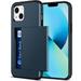 For iPhone 13 Case iPhone 14 Case Card Holder Wallet for IDs License Card Slot Protective Shockproof Dual Layer PC Shell + TPU Rubber Cover Cell Phone Case for Apple iPhone 13 iPhone 14 Navy