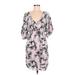 Jessica Simpson Casual Dress - Mini Scoop Neck Short sleeves: Purple Print Dresses - Women's Size Medium