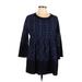 Suzanne Betro Casual Dress - Popover: Blue Grid Dresses - Women's Size Large