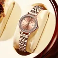 POEDAGAR-Montre ultra fine pour femme bracelet en acier or rose marque de luxe cadran en