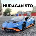 1:24 Lamborghinis Huracan STO Alloy Sports Car Model Diecast Sound Light Mini Car Toys Lifting Tail