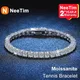 NeeTim 3mm 4mm Moissanite Tennis Bracelets 925 Sterling Silver Full Diamond with Gold Plated GRA