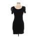 H&M Casual Dress - Bodycon Scoop Neck Short sleeves: Black Print Dresses - Women's Size Medium
