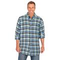 Men's Big & Tall Holiday Plaid Flannel Shirt by Liberty Blues in Shadow Blue Plaid (Size 5XL)