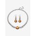 Women's Silver Tone Collar Necklace and Earring Set, Simulated Birthstone by PalmBeach Jewelry in November