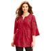 Plus Size Women's GEORGETTE PINTUCK BLOUSE by Catherines in Classic Red Confetti (Size 3X)