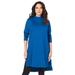 Plus Size Women's High-Low Mockneck Ultimate Tunic by Roaman's in Vivid Blue (Size 22/24) Mock Turtleneck Long Sleeve Shirt