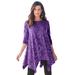 Plus Size Women's Handkerchief Hem Ultimate Tunic by Roaman's in Purple Patchwork (Size 5X) Long Shirt