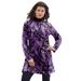 Plus Size Women's Mockneck Ultimate Tunic by Roaman's in Blue Stencil Paisley (Size 4X) 100% Cotton Mock Turtleneck