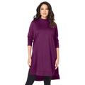 Plus Size Women's High-Low Mockneck Ultimate Tunic by Roaman's in Dark Berry (Size 12) Mock Turtleneck Long Sleeve Shirt