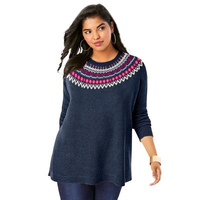 Plus Size Women's Fair Isle Pullover Sweater by Ro...
