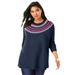 Plus Size Women's Fair Isle Pullover Sweater by Roaman's in Navy Classic Fair Isle (Size 18/20)