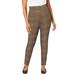 Plus Size Women's Everyday Stretch Cotton Legging by Jessica London in Soft Camel Glen Plaid (Size 34/36)