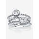 Women's .62 Tcw Sterling Silver Stack 3 Piece Cubic Zirconia Ring Set by PalmBeach Jewelry in Silver (Size 9)