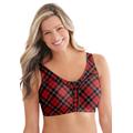 Plus Size Women's Cotton Back-Close Wireless Bra by Comfort Choice in Classic Red Plaid (Size 38 G)