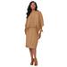 Plus Size Women's Cable Knit Cape Sweater Dress by Jessica London in Brown Maple (Size 14/16)
