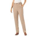 Plus Size Women's Corduroy Straight Leg Stretch Pant by Woman Within in New Khaki Garden Embroidery (Size 12 WP)