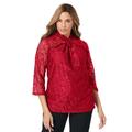 Plus Size Women's Lace Twist Top by Jessica London in Classic Red (Size 3X)