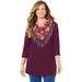 Plus Size Women's Impossibly Soft Tunic & Scarf Duet by Catherines in Midnight Berry Paisley Floral (Size 1X)