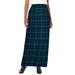 Plus Size Women's Side-Button Wool Skirt by Jessica London in Emerald Blackwatch Plaid (Size 12 W) Wool Faux Wrap Plaid Maxi Skirt