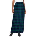 Plus Size Women's Side-Button Wool Skirt by Jessica London in Emerald Blackwatch Plaid (Size 24 W) Wool Faux Wrap Plaid Maxi Skirt