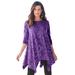 Plus Size Women's Handkerchief Hem Ultimate Tunic by Roaman's in Purple Patchwork (Size 2X) Long Shirt