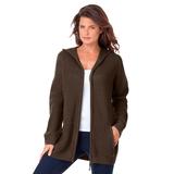 Plus Size Women's Classic-Length Thermal Hoodie by Roaman's in Chocolate (Size M) Zip Up Sweater