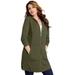 Plus Size Women's Mega-Length Thermal Hoodie. by Roaman's in Dark Olive Green (Size 18/20)