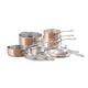 Mauviel 1830 M'3S Tri-Ply Polished Copper & Stainless Steel 12-Piece Cookware Set With Cast Stainless Steel Handles, Made In France