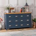 The Furniture Market Westbury Blue Painted Wide 6 Drawer Chest