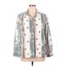 Alfred Dunner Long Sleeve Blouse: White Aztec or Tribal Print Tops - Women's Size 14